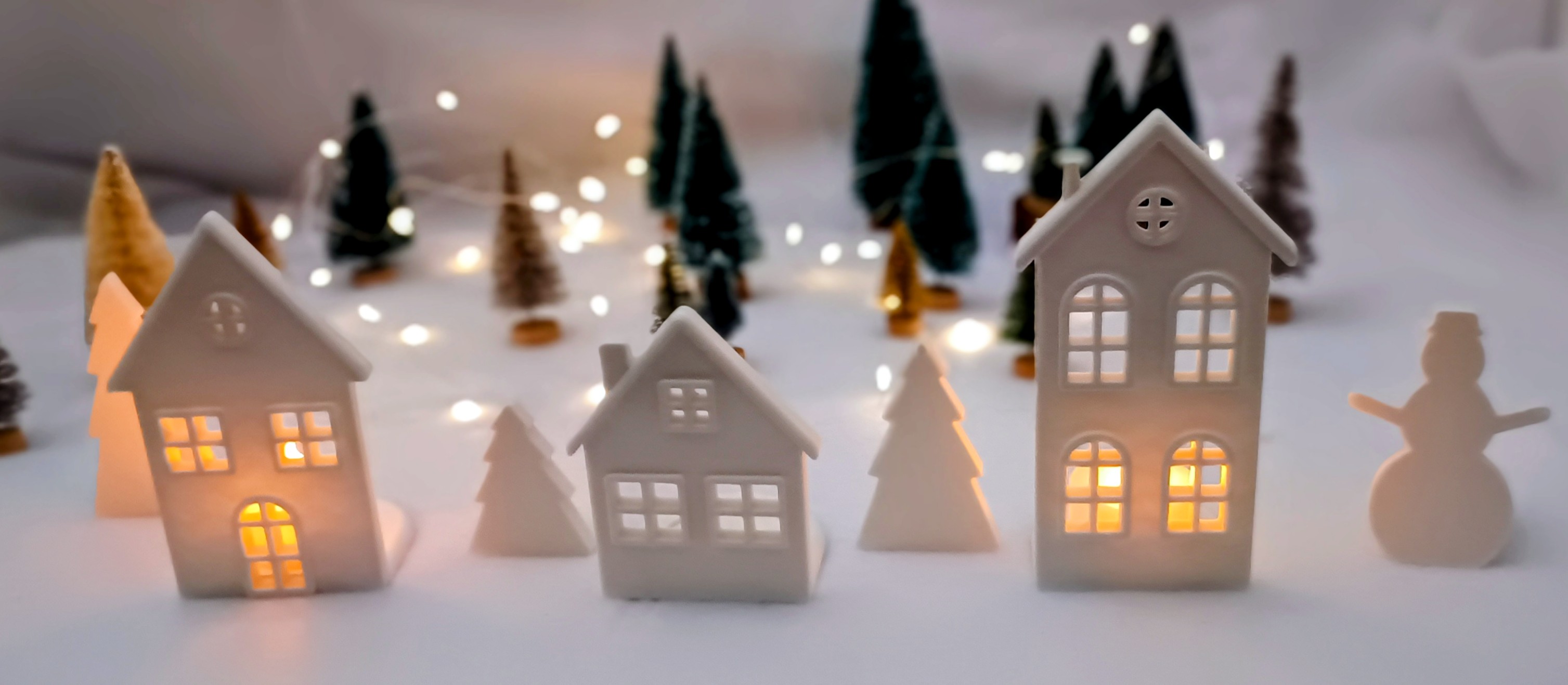Flat Christmas Village for Tea Lights